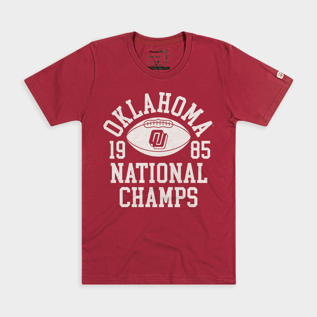 Oklahoma Football 1985 National Champions Disco Logo Tee Hoodie, Sweatshirt | CoreVibeTees.com (Image 1)