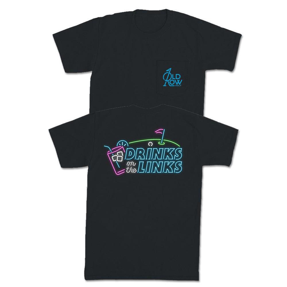 Drinks on the Links Neon Pocket Tee Hoodie, Sweatshirt | CoreVibeTees.com (Image 1)