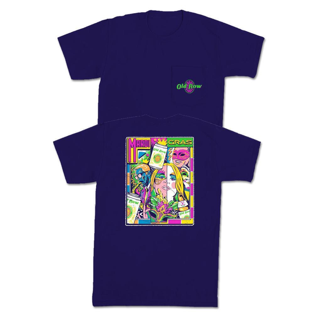 Mardi Gras 80s Retro Pocket Tee Hoodie, Sweatshirt | CoreVibeTees.com (Image 1)