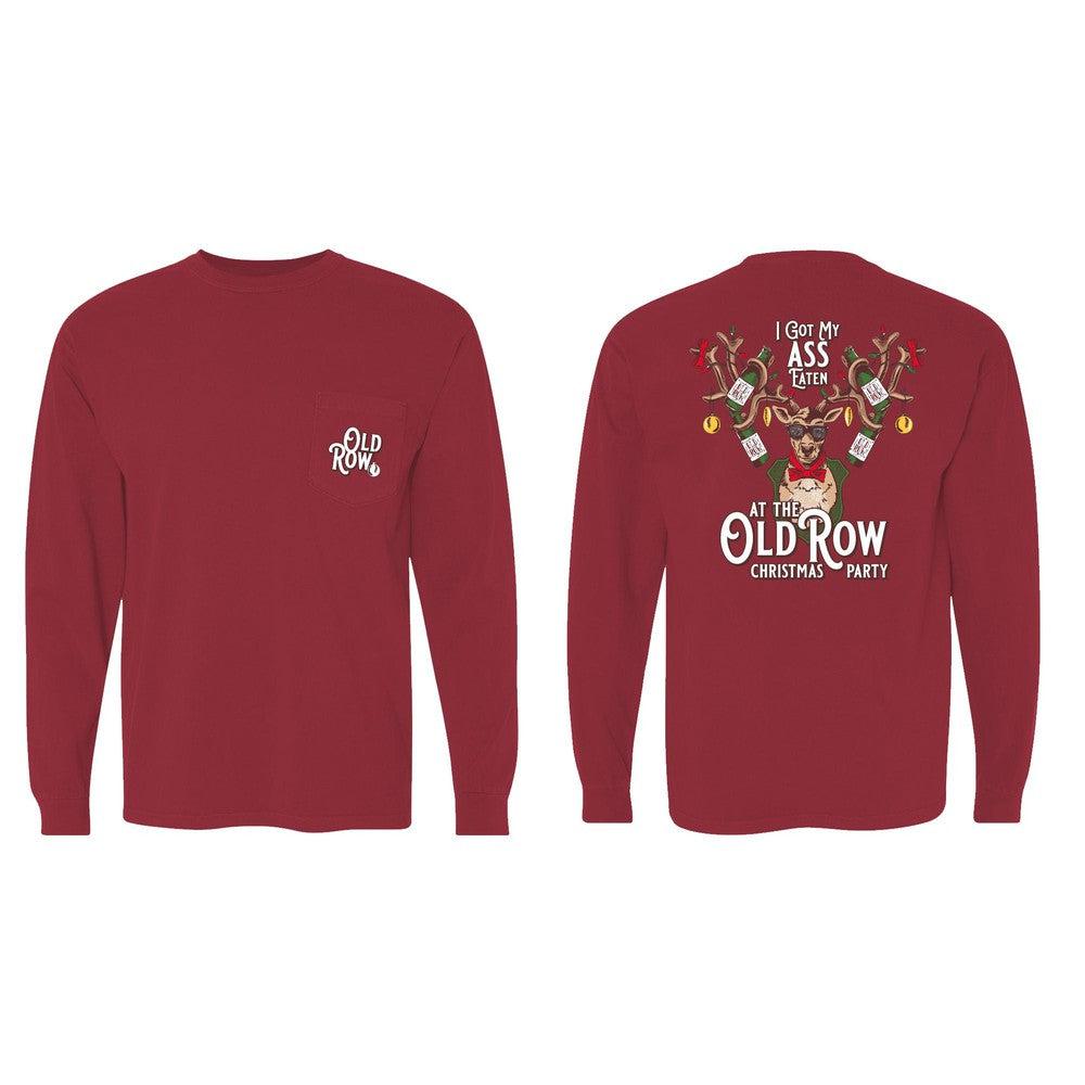 Old Row Christmas Party Long Sleeve Pocket Tee Hoodie, Sweatshirt | CoreVibeTees.com (Image 1)