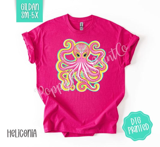 Octopus Gildan Shirt, Cute Summer Tshirt, Trendy Women's Tee, Gift for Her
