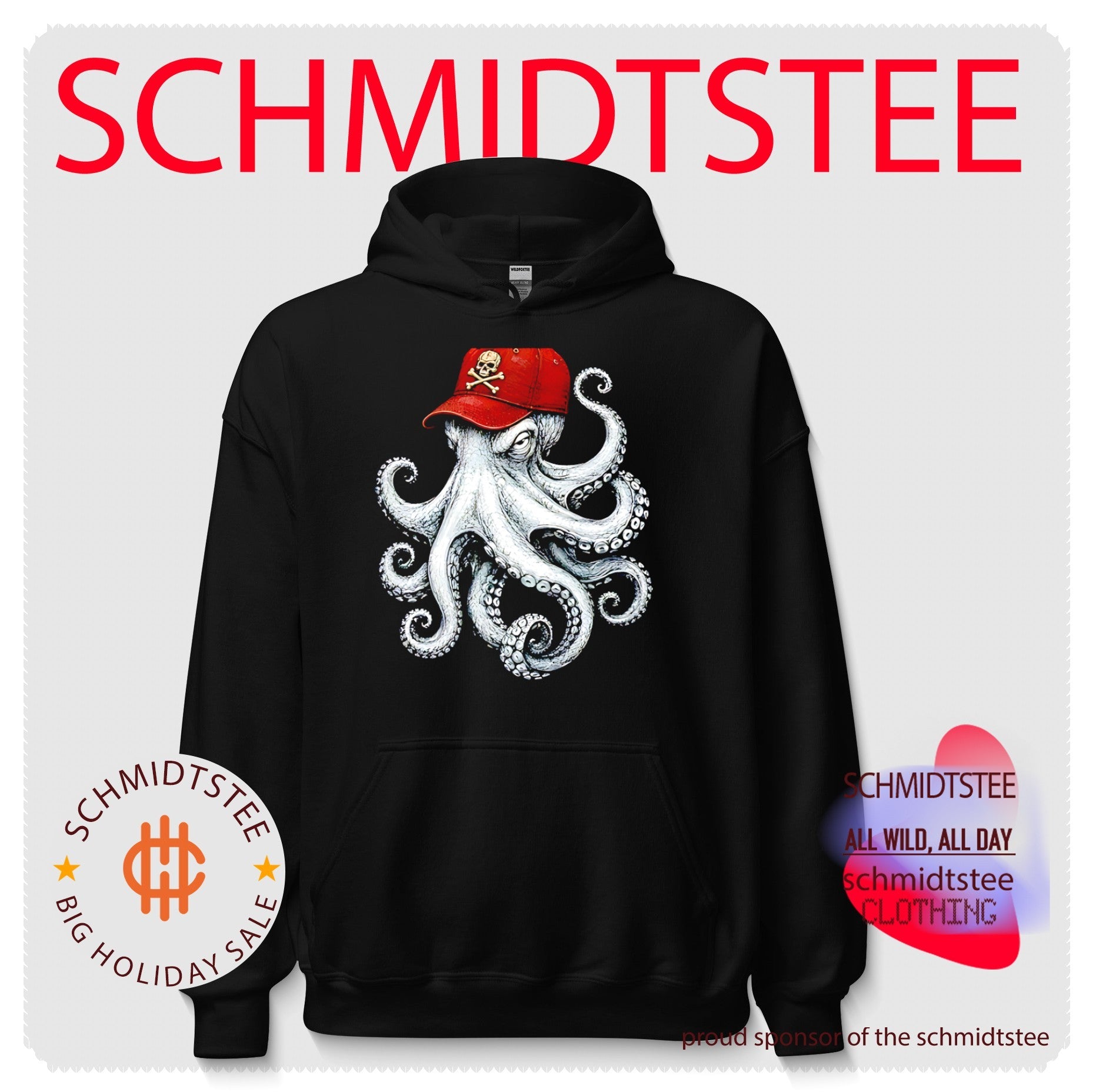 Octopus wearing red skull cap vintage shirt