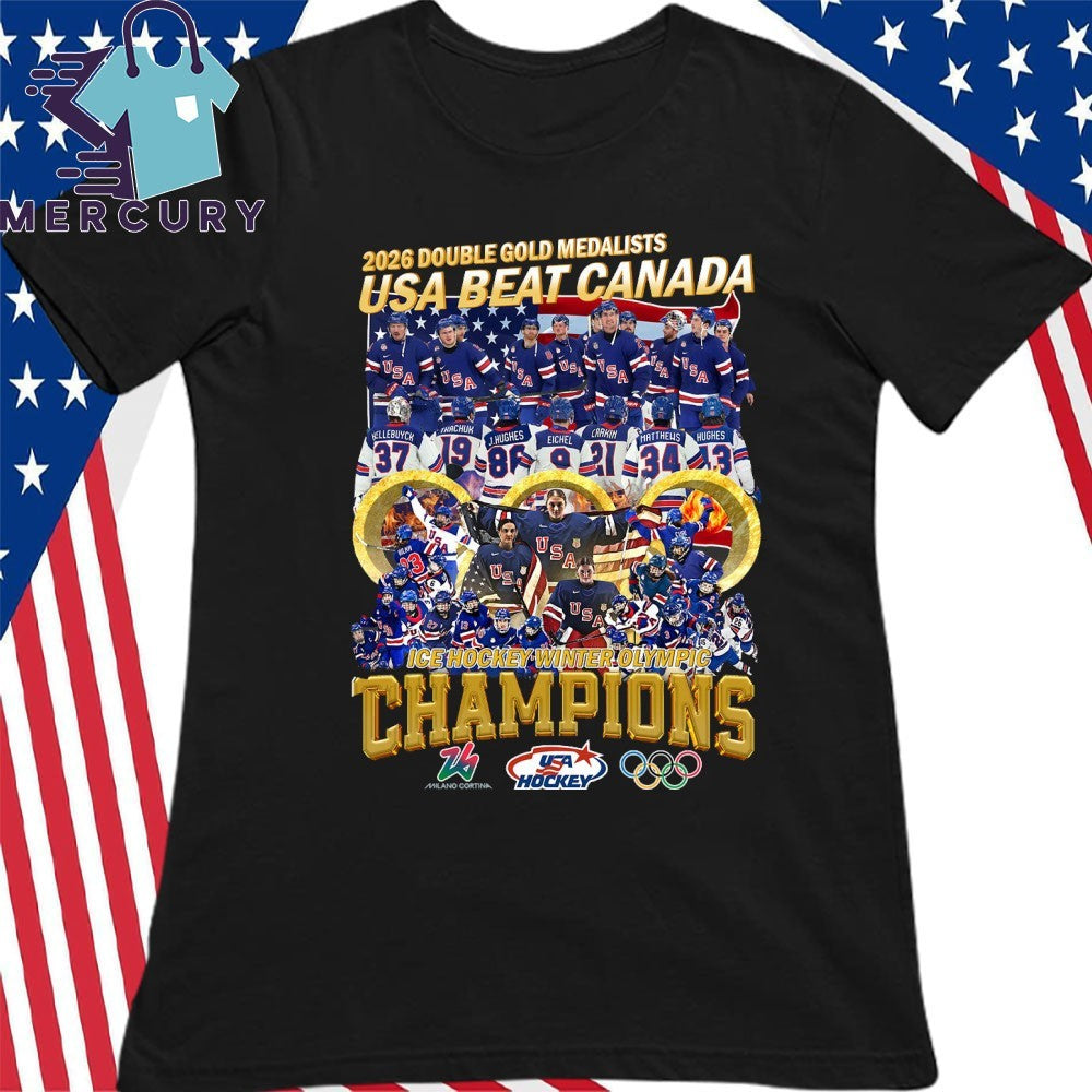 2026 Double Gold Medalists USA Beat Canada 2026 ICE Hockey Winner Olympic Champions Shirt