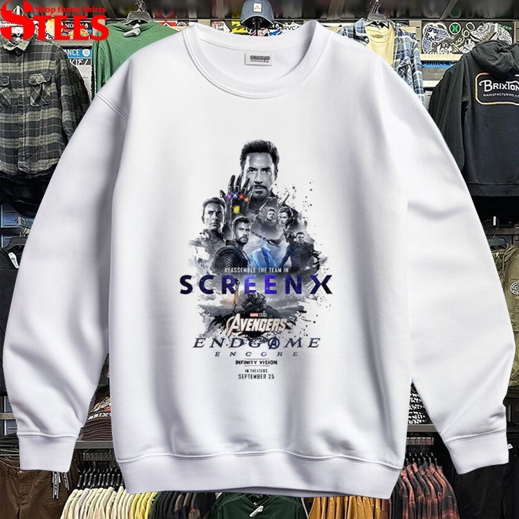 Avengers Endgame Encore Releasing Theaters In September 25 2026 The Team In Screenx T-Shirt
