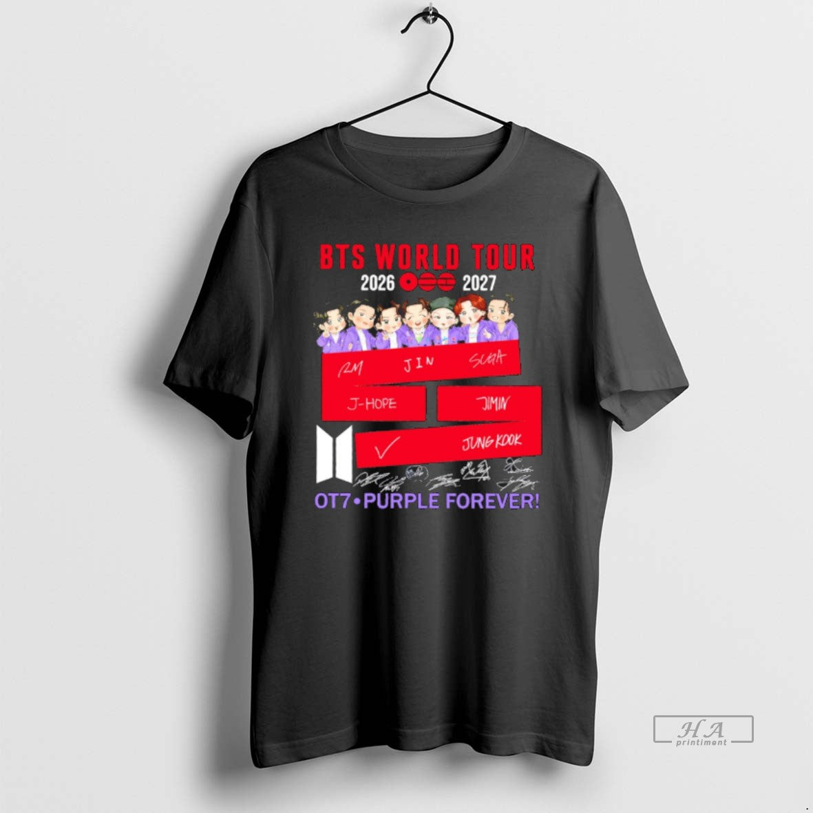 Official Bts World Tour 2026 2027 Ot7 Purple Forever T-Shirts, Hoodie, Sweatshirt | CoreVibeTees.com