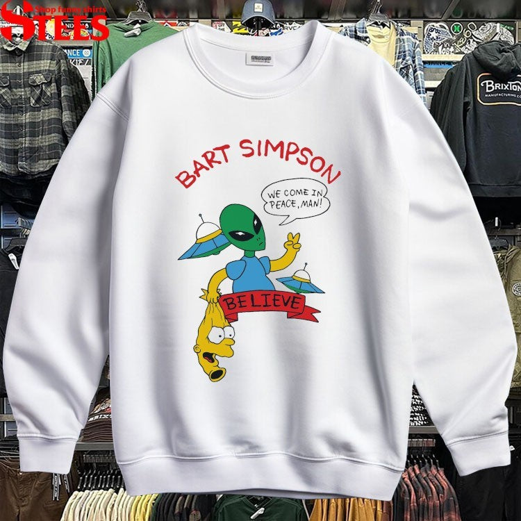 Bart Simpson We Come In Peace Man Believe Alien T-Shirt