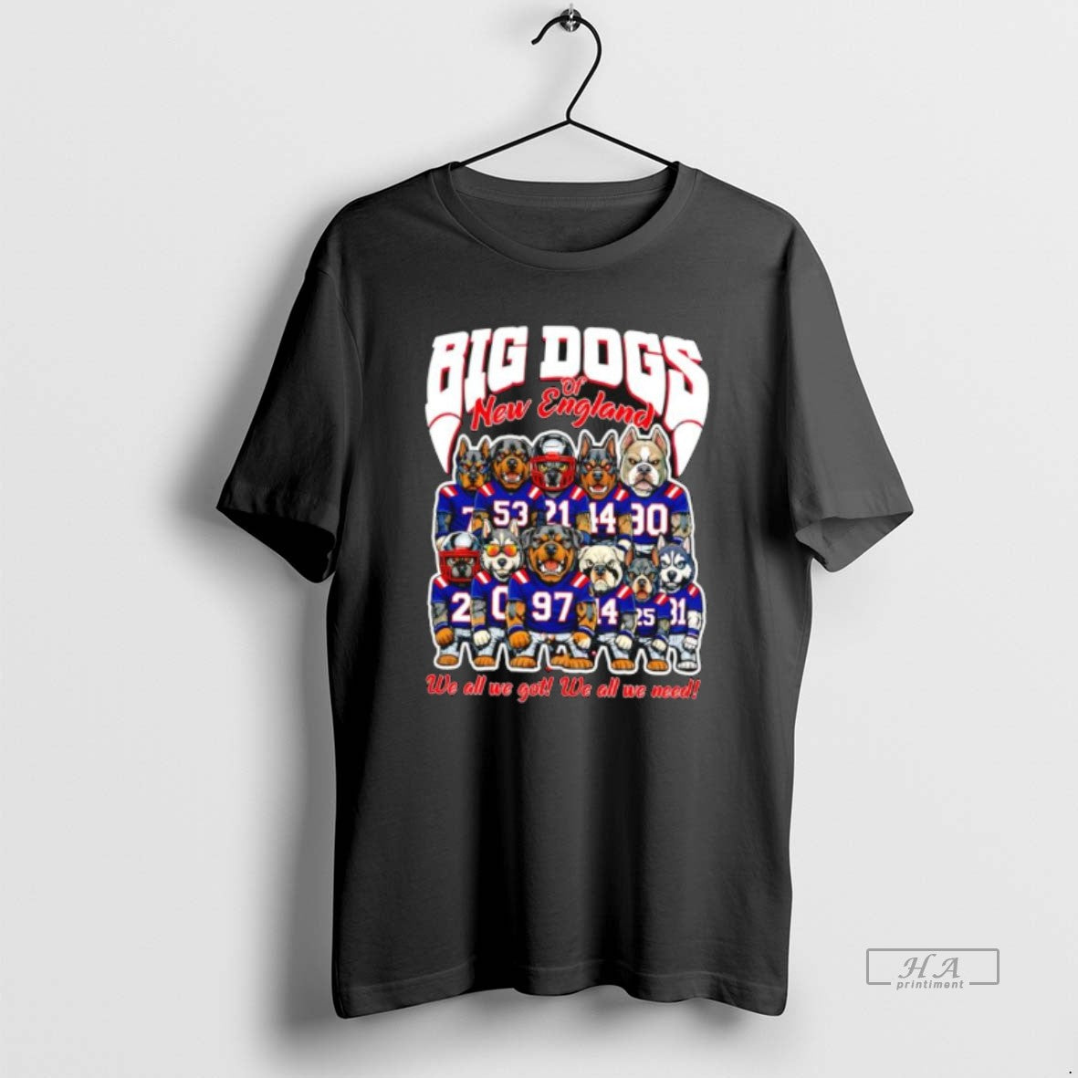 Official Big Dogs Of New England We All We Got We All We Need T-Shirts, Hoodie, Sweatshirt | CoreVibeTees.com