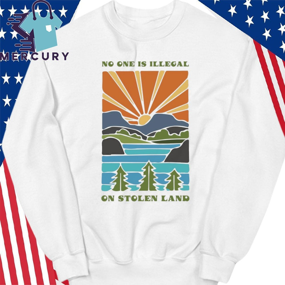 Billie Eilish No One Is Illegal On Stolen Land Sunset Shirt