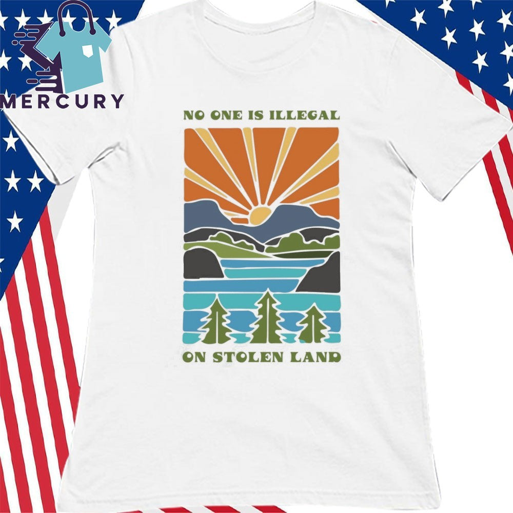 Billie Eilish No One Is Illegal On Stolen Land Sunset Shirt