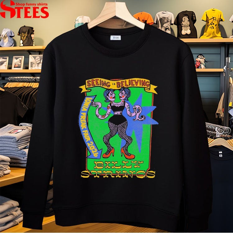 Billy Strings Iowa Freak Fair 2026 Seeing Is Believing 2 Heads T-shirts