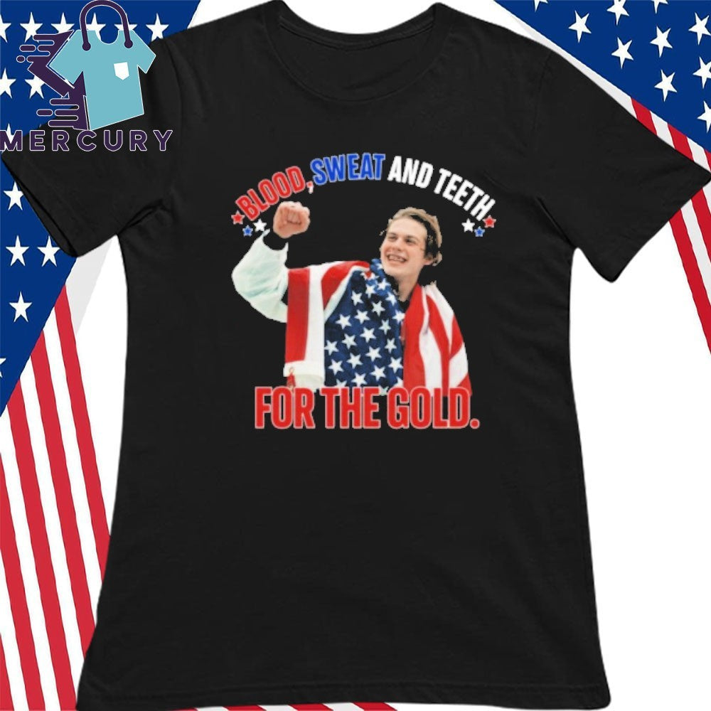 Blood, Sweat and Teeth for the Gold Jack Hughes Usa Hockey Champions 2026 Shirt
