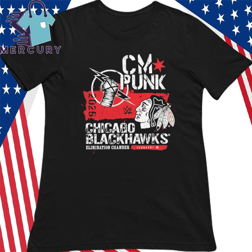 CM Punk Chicago Blackhawks Elimination Chamber 2026 Shirt