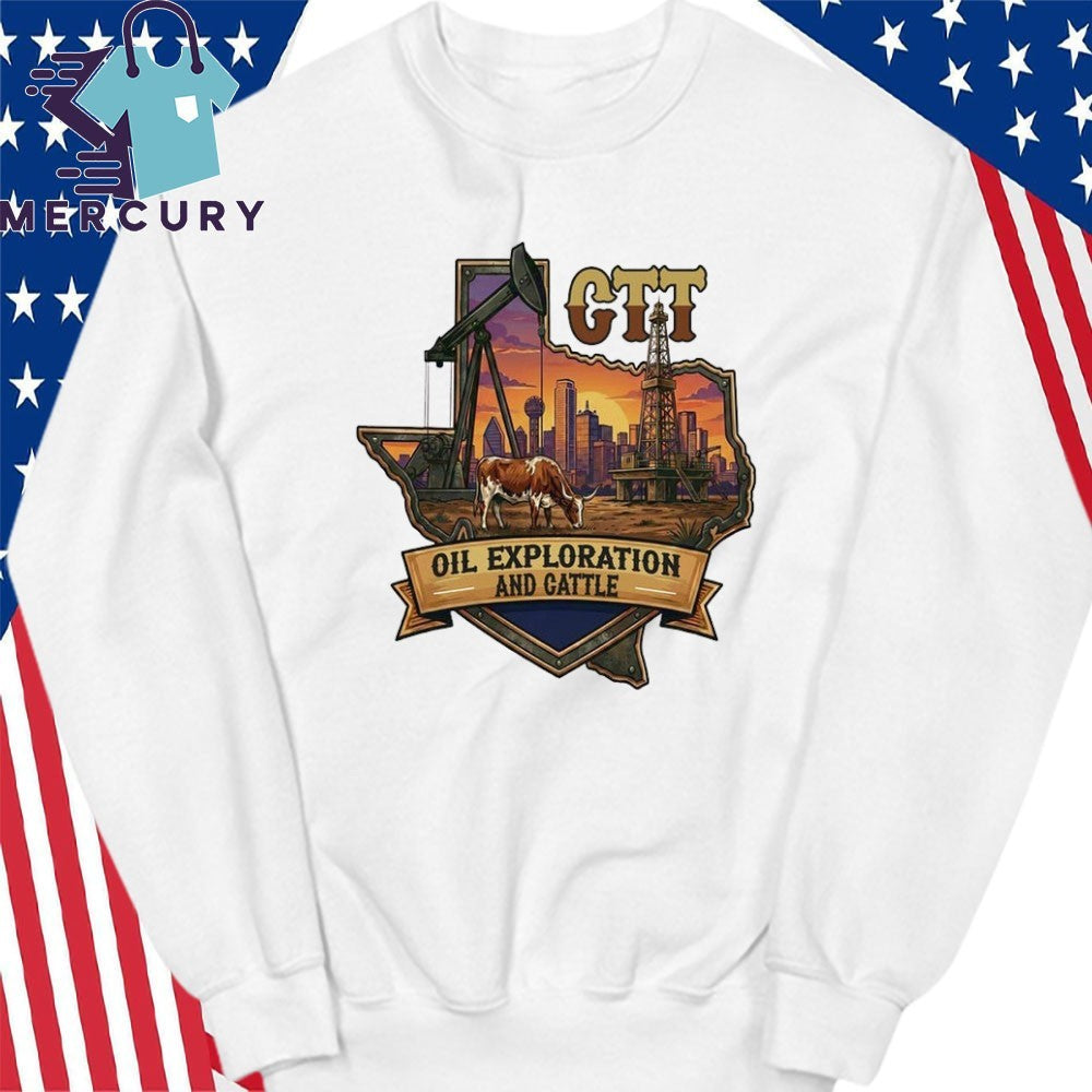CTT Oil Exploration And Cattle Texas Sunset Shirt