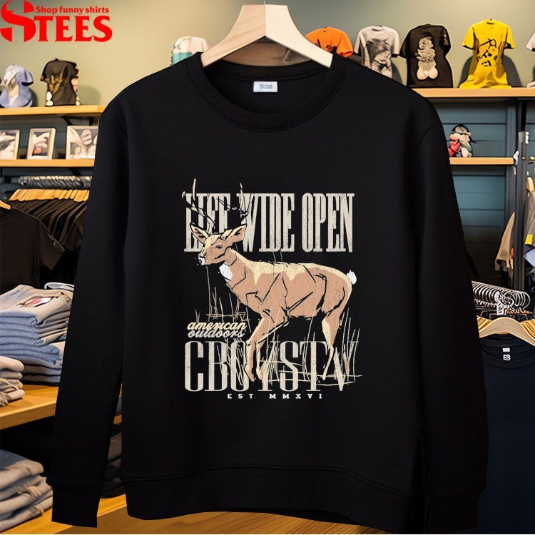 Cboystv Life Wide Open American Outdoors Whitetail T-shirts