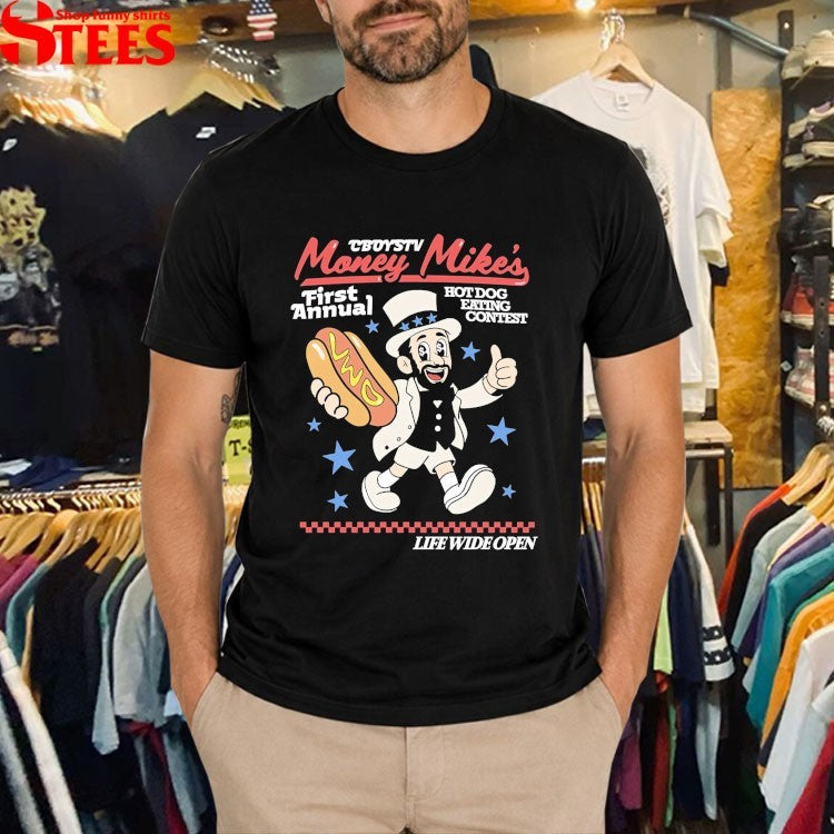 Cboystv Life Wide Open Mikes Hotdogs First Annual Hot Dog Eating Contest T-shirts