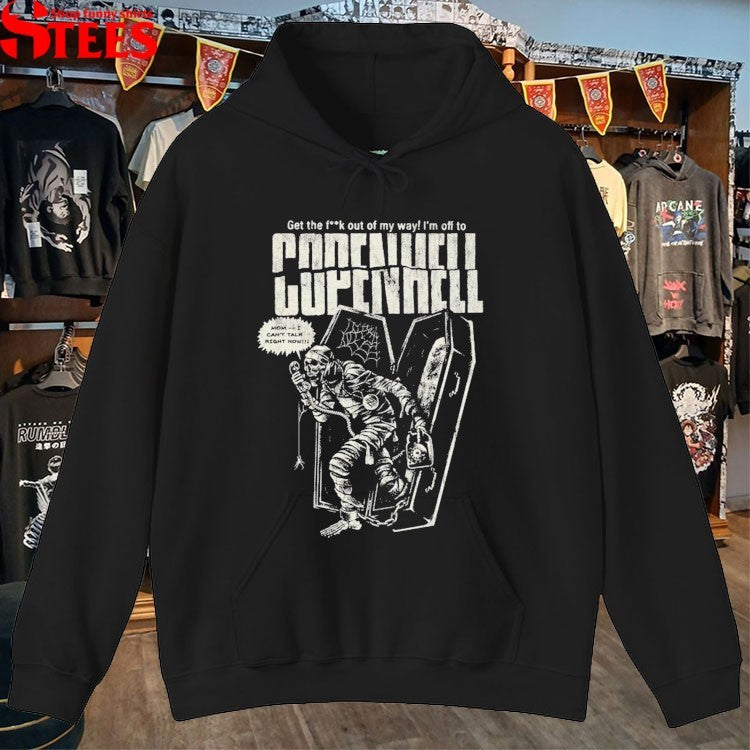 Copenhell Get The Fuck Out Of My Way I’m Off To Mummy Coffin T-shirts
