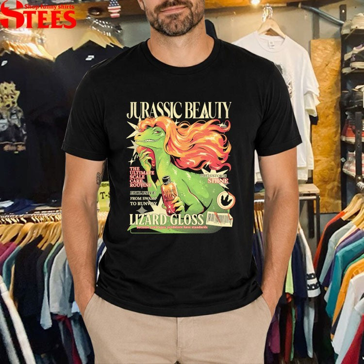 Creepy Redneck Dinosaur Mansion 3 Jurassic Beauty Lizard Gloss T-shirts