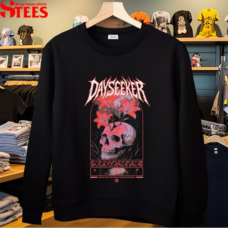 Dayseeker Creature In The Black Night Dancing With The Devil In The Pale Moonlight Metal Skull T-shirts