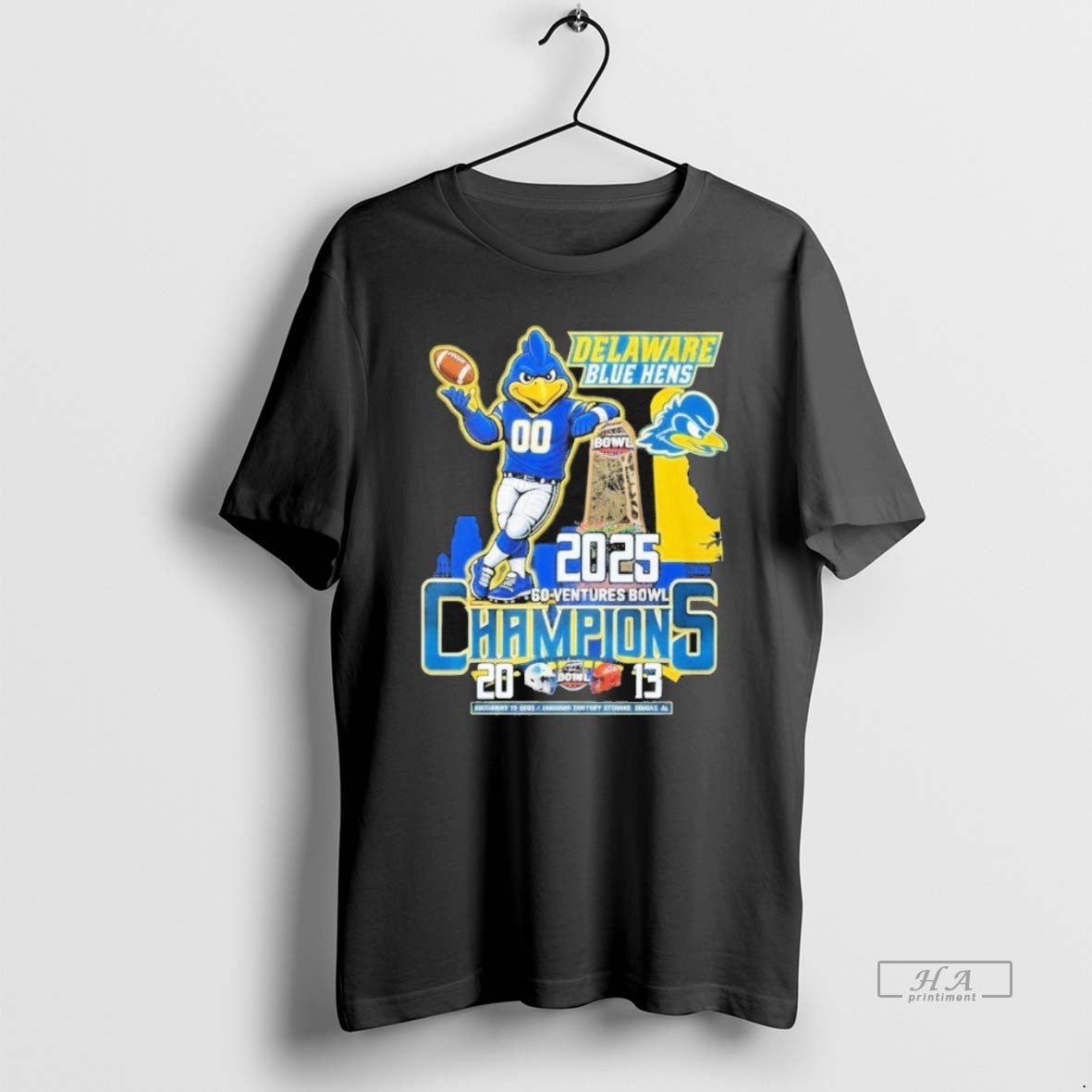 Official Delaware Fightin Blue Hens 68 Ventures Bowl Champions 2025 Mascot T-Shirts, Hoodie, Sweatshirt | CoreVibeTees.com