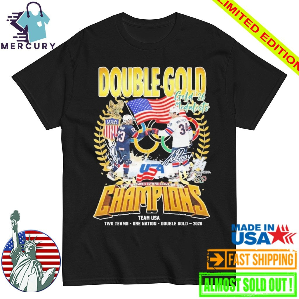 Double Gold USA Men x Womne Hockey Special Milano-Cortina Olympics Champions 2026 Shirt