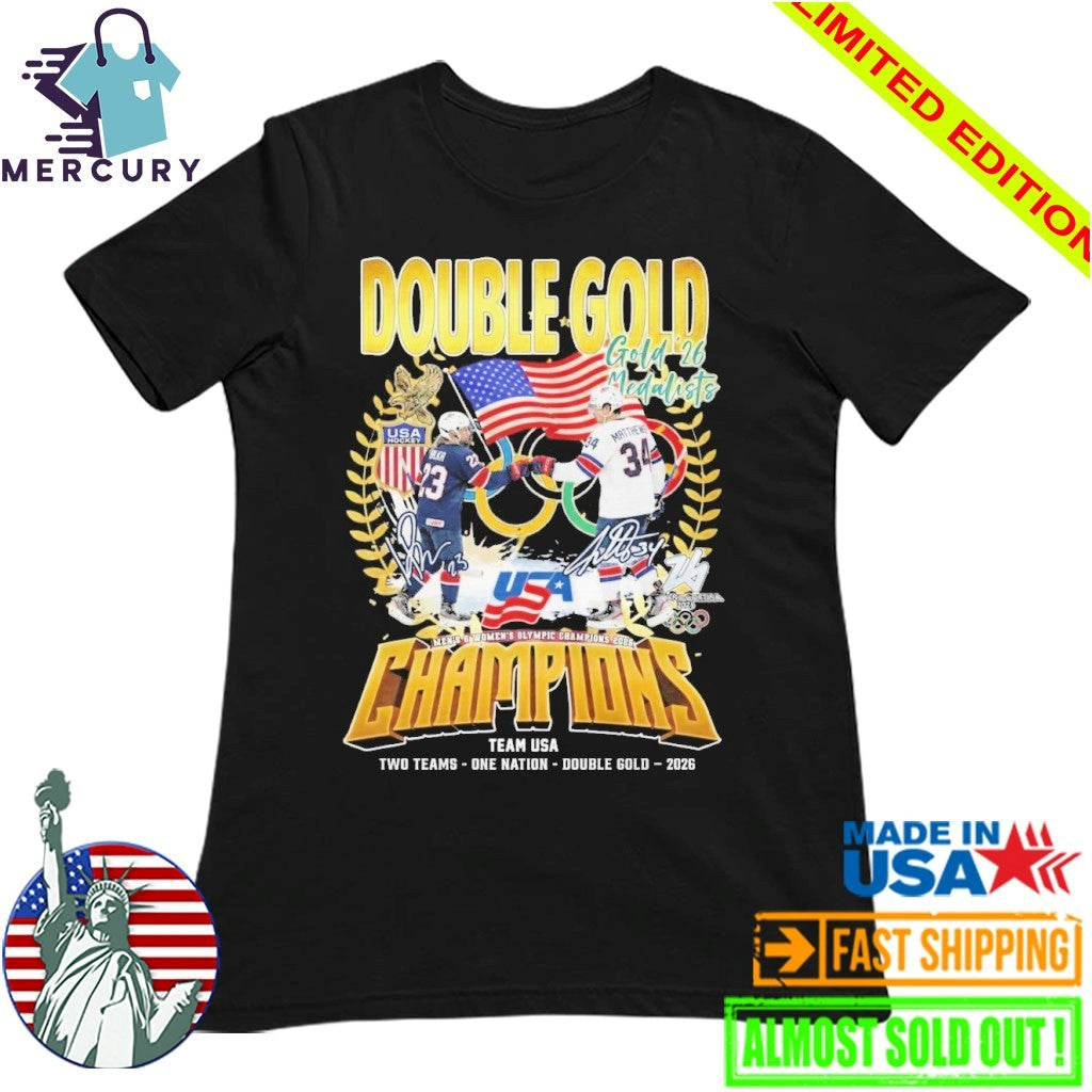 Double Gold USA Men x Womne Hockey Special Milano-Cortina Olympics Champions 2026 Shirt