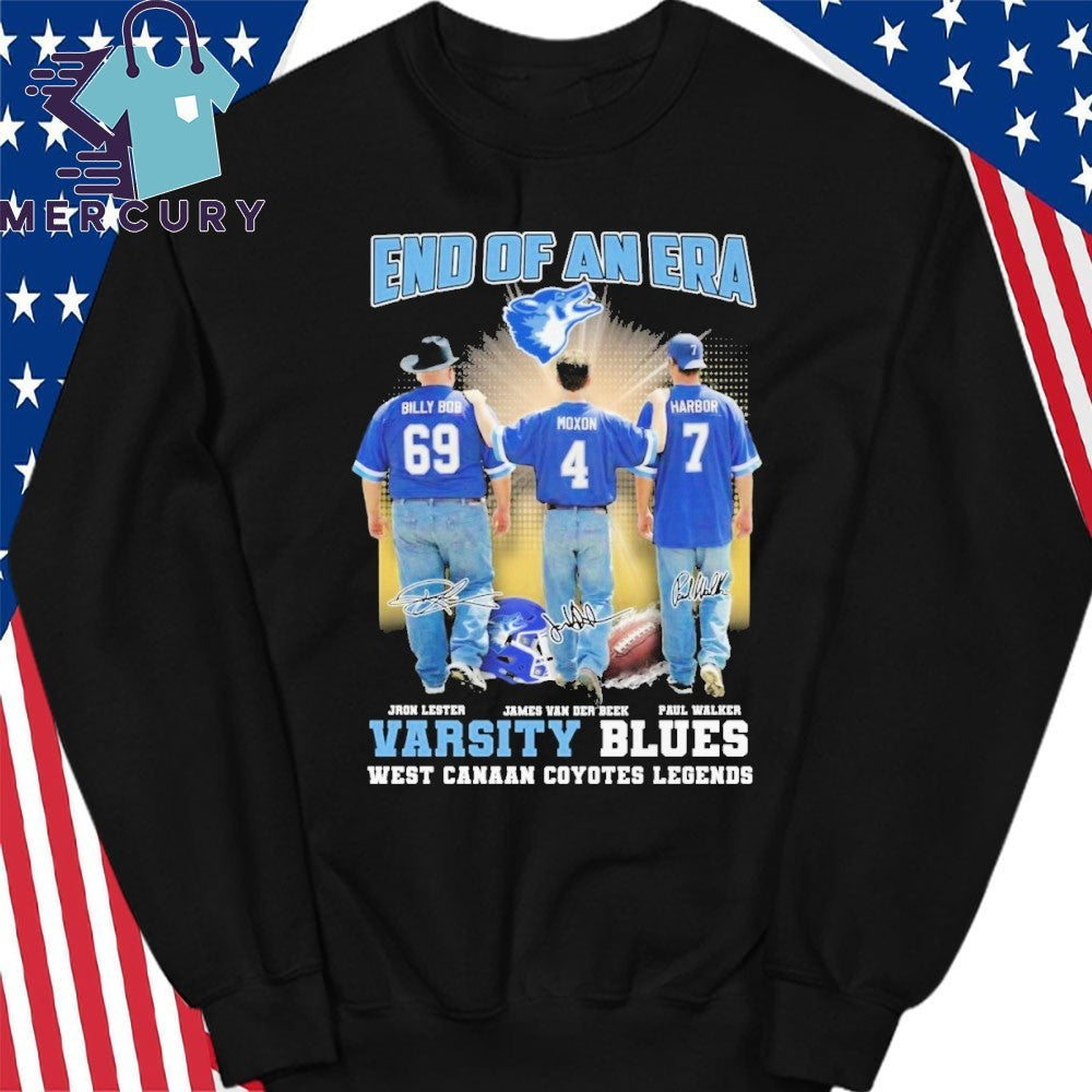 End Of An Era Varsity Blues West Canaan Coyotes Legends Siganture Shirt