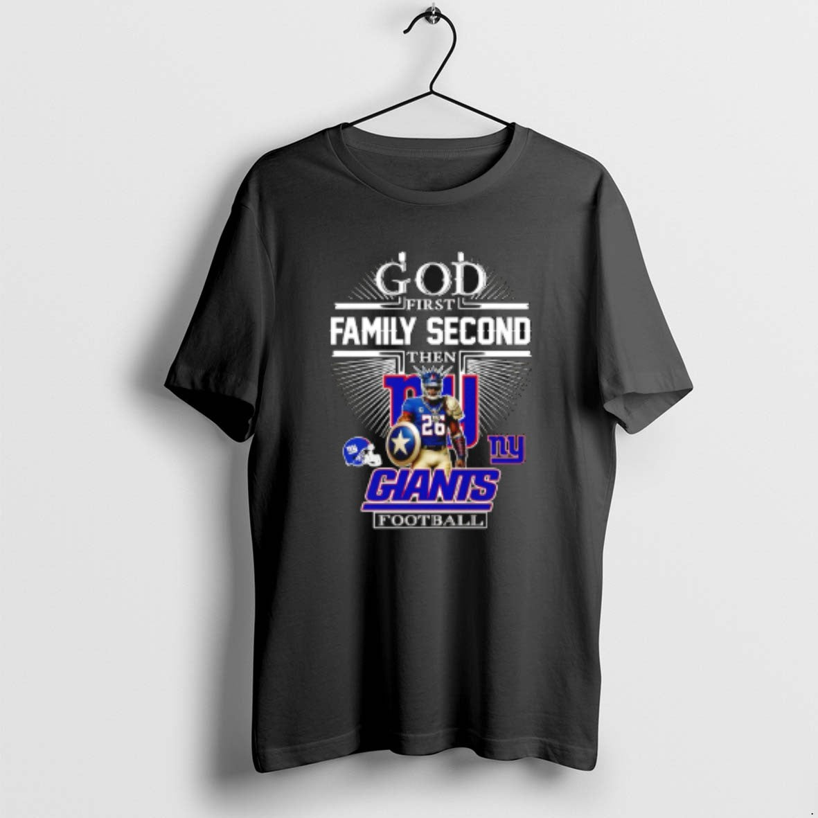 Official God First Family Second Then New York Giants Football Mascot 2025 T-Shirts, Hoodie, Sweatshirt | CoreVibeTees.com