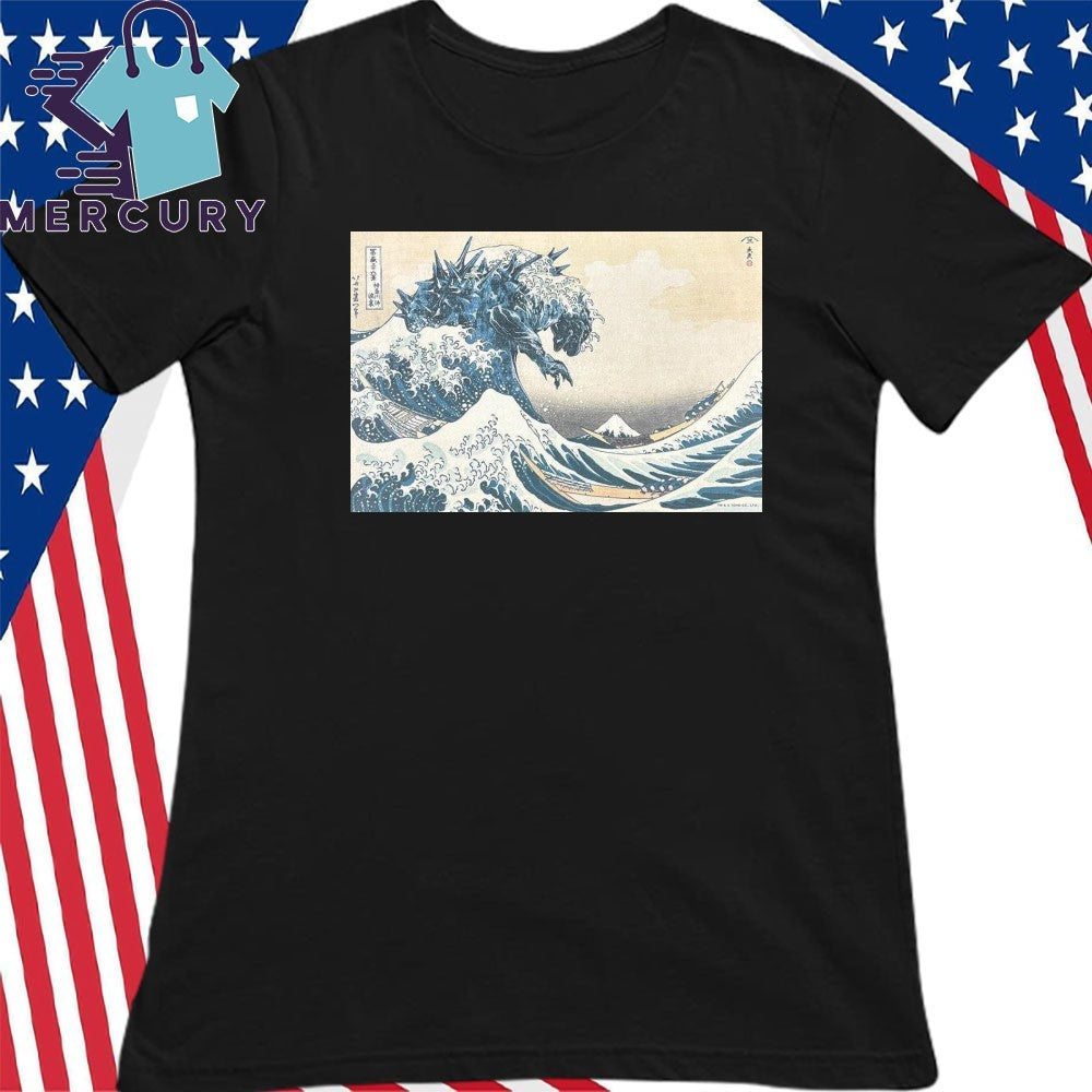Godzilla Minus One x Hokusai Great Wave off Kanagawa by Izumo Shirt