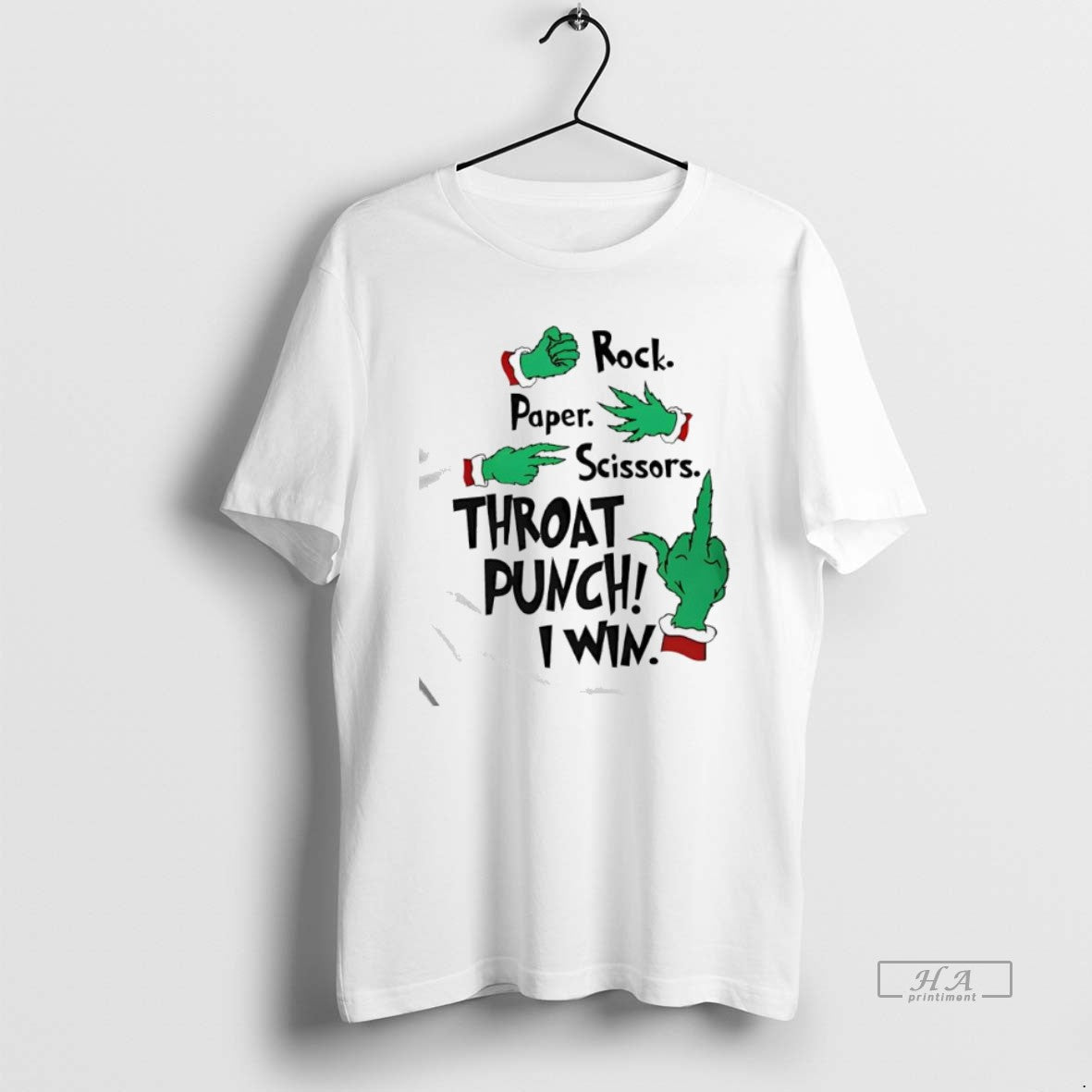 Official Grinch Hands Rock Paper Scissors Throat Punch I Win T-Shirts, Hoodie, Sweatshirt | CoreVibeTees.com