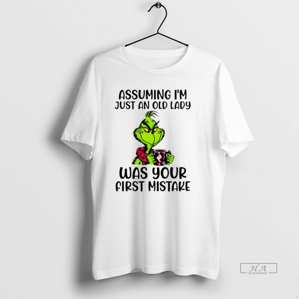 Official Grinch Assuming Im Just An Old Lady Was Your First Mistake Christmas T-Shirts, Hoodie, Sweatshirt | CoreVibeTees.com