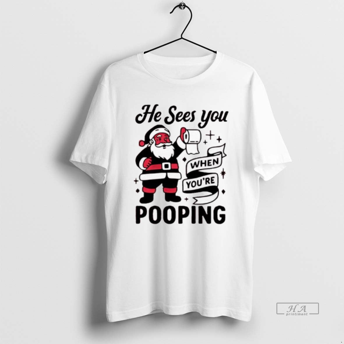 Official He Sees You When Youre Pooping Christmas Santa Claus T-Shirts, Hoodie, Sweatshirt | CoreVibeTees.com