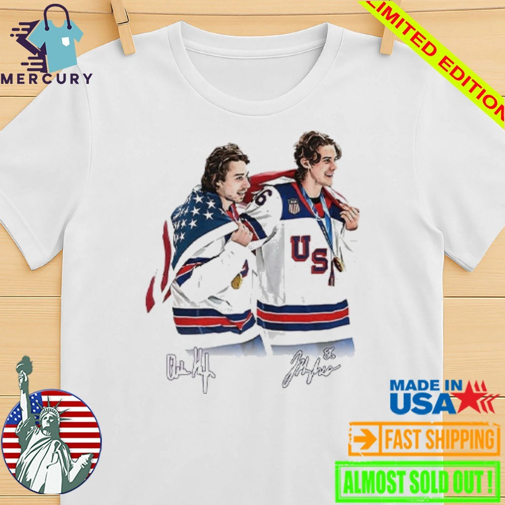 Hughes Brotherhood Team USA Hockey Shirt