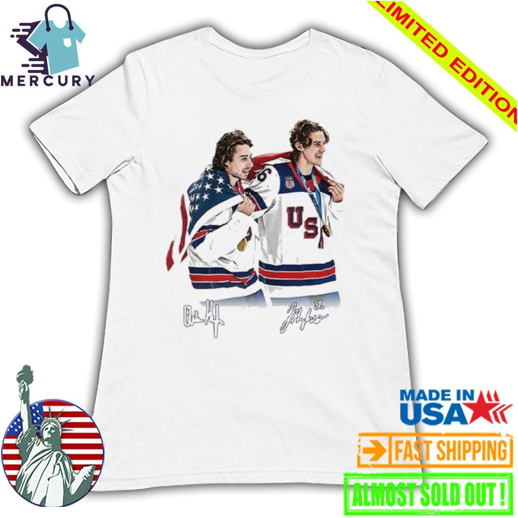 Hughes Brotherhood Team USA Hockey Shirt