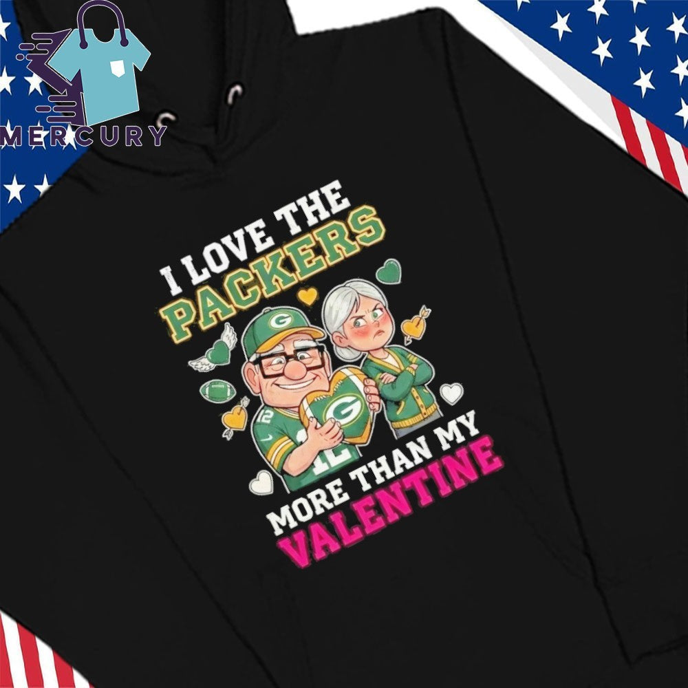 I Love The Green Bay Packers Up Movie Carl And Ellie More Than My Valentine Shirt