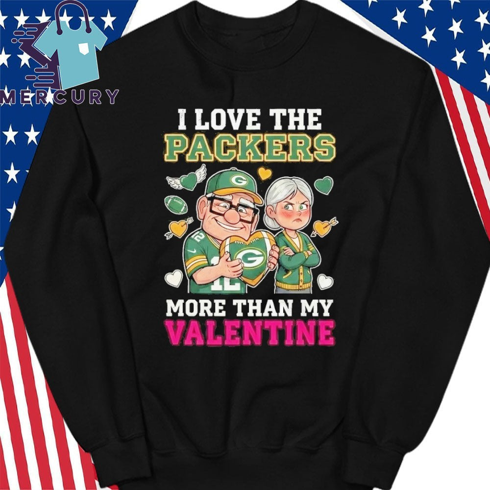 I Love The Green Bay Packers Up Movie Carl And Ellie More Than My Valentine Shirt