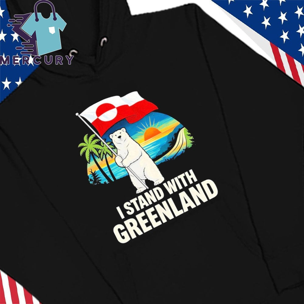 I Stand With Greenland Flag Bear Sunset Shirt