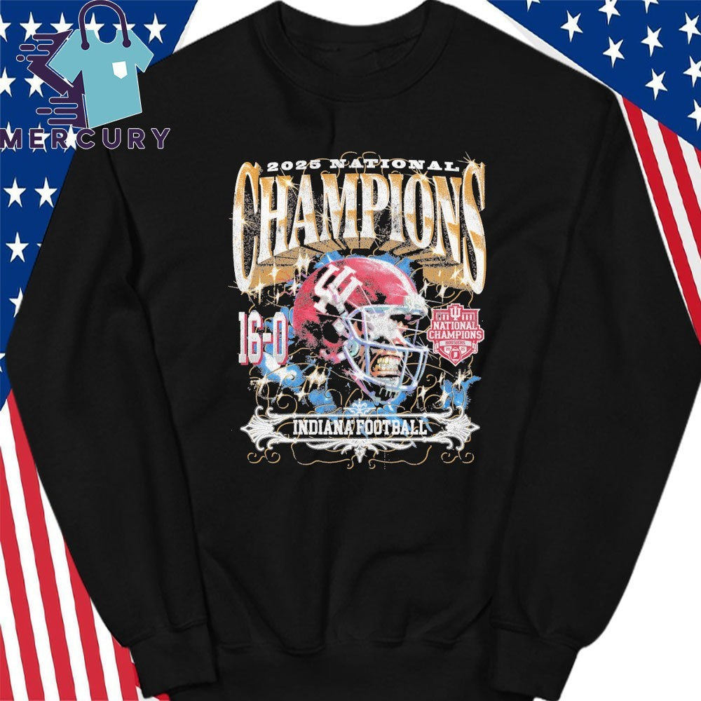 Indiana Football 2025 National Champions 16-0 Helmet Shirt