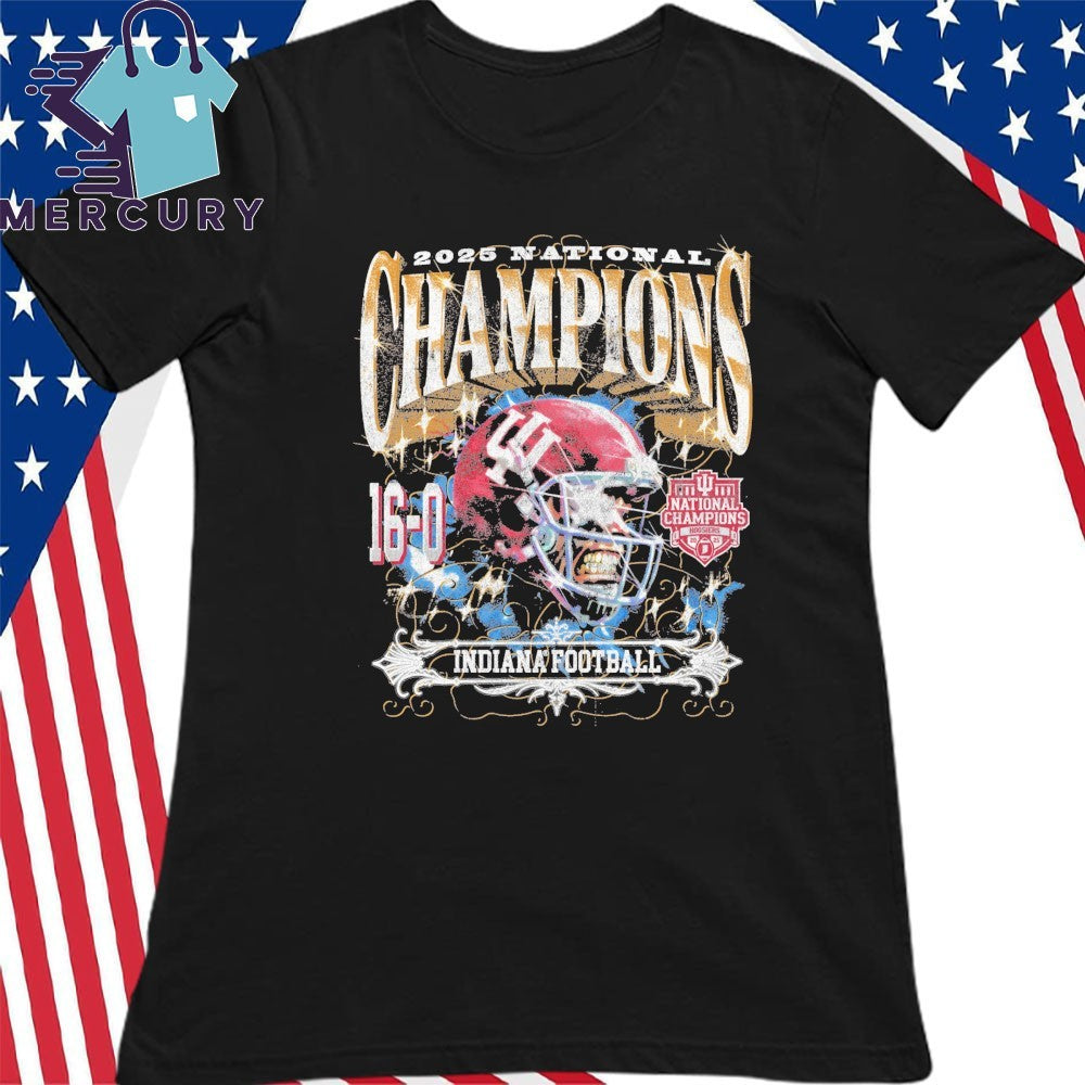 Indiana Football 2025 National Champions 16-0 Helmet Shirt