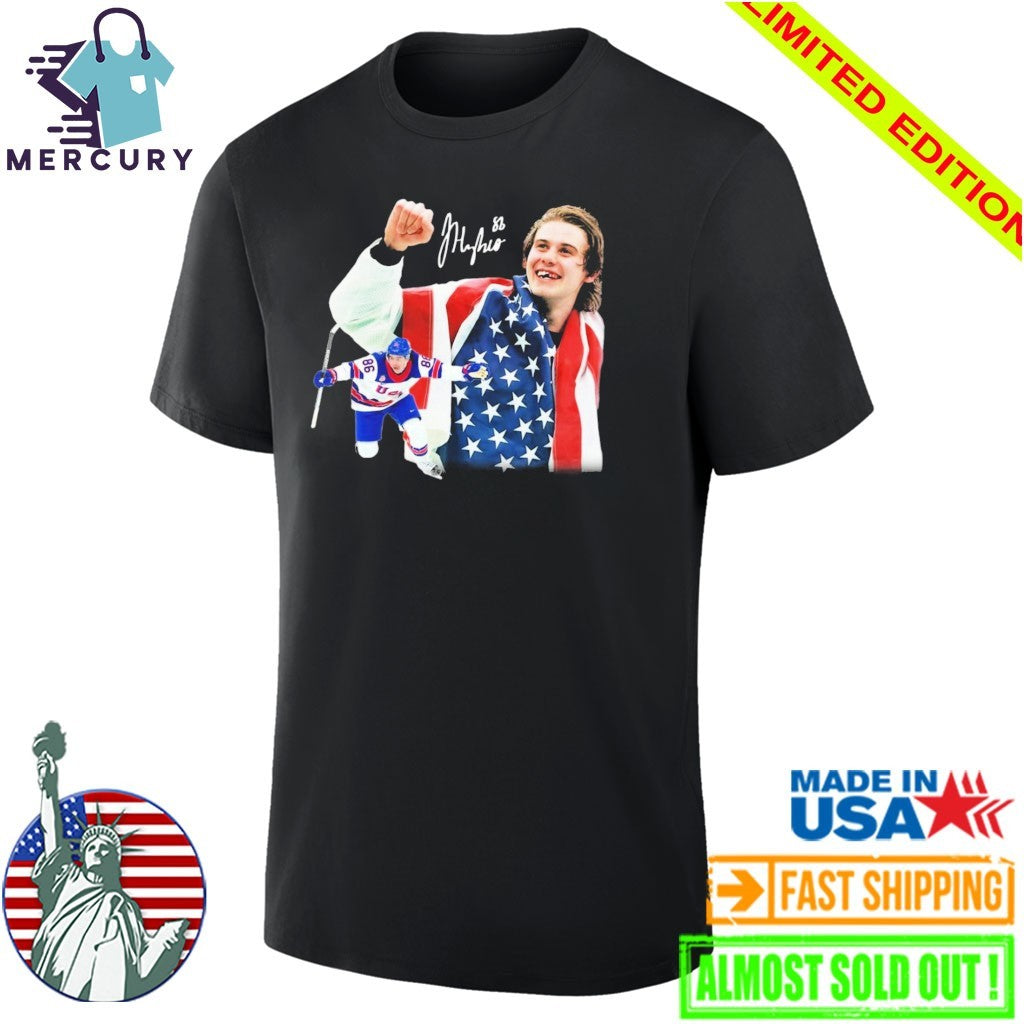 Jack Hughes Men Hockey USA Signature Shirt