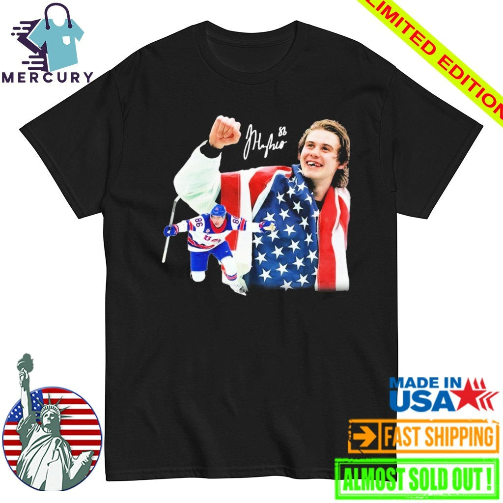 Jack Hughes Men Hockey USA Signature Shirt