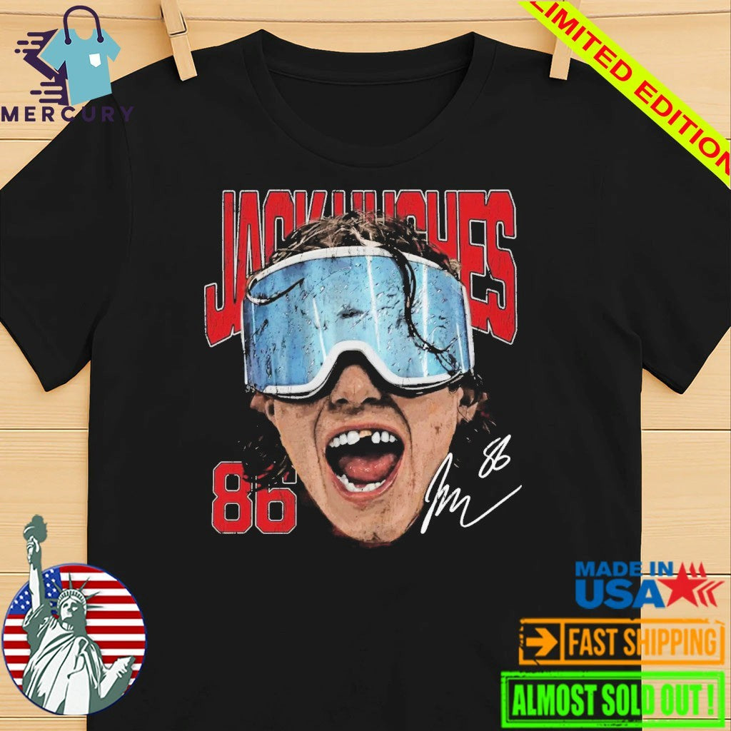 Jack Hughes New Jersey Goggles Shirt