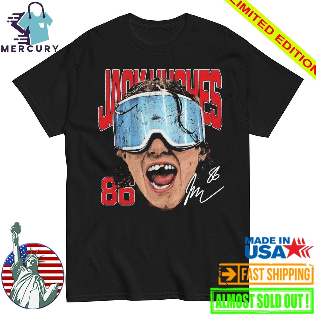 Jack Hughes New Jersey Goggles Shirt
