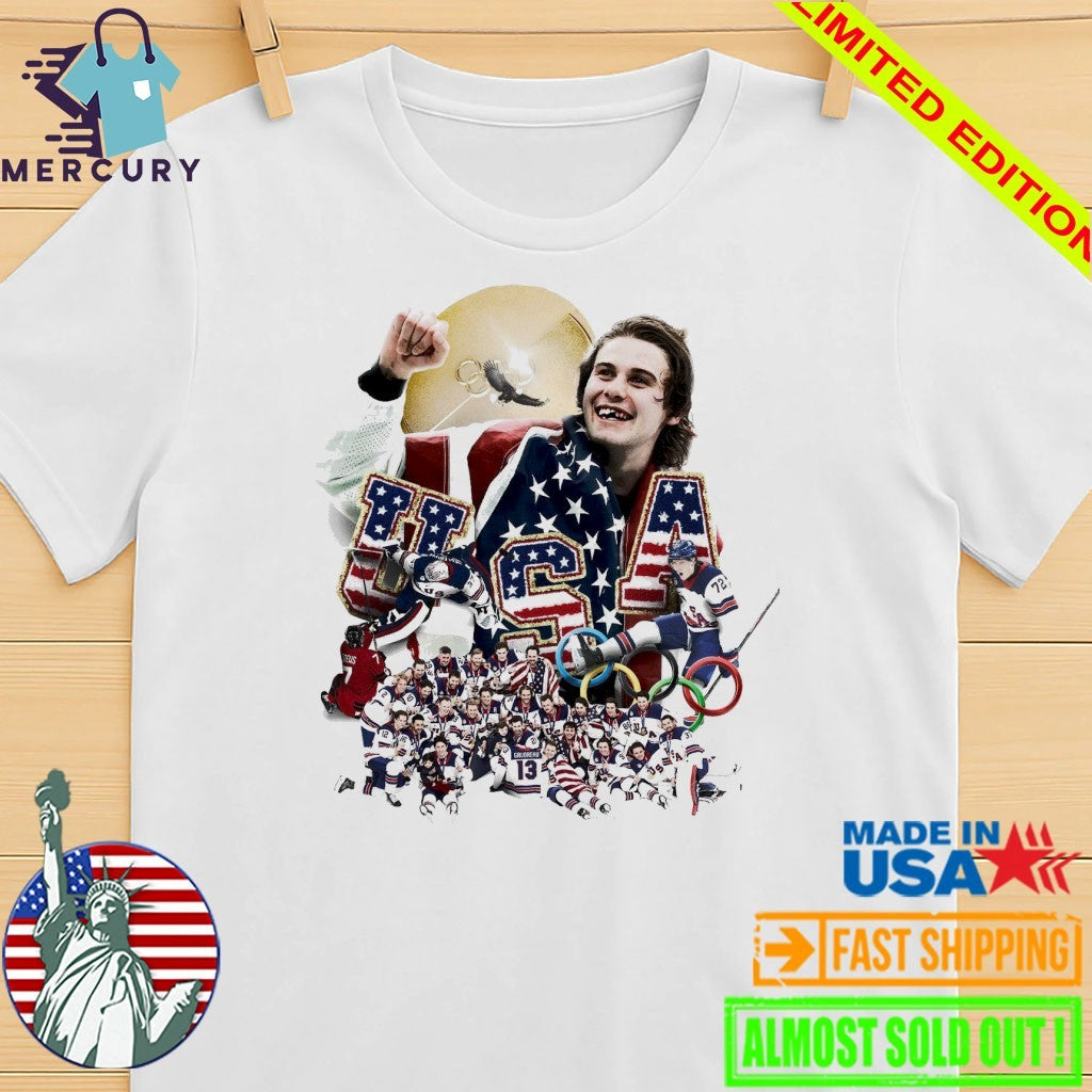 Jack Hughes Teeth USA Hockey Gold Olympics Winter 2026 Champion All Team Shirt