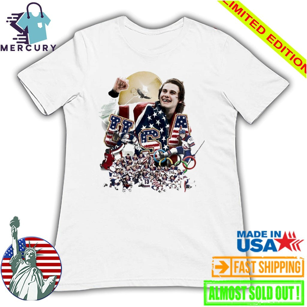 Jack Hughes Teeth USA Hockey Gold Olympics Winter 2026 Champion All Team Shirt