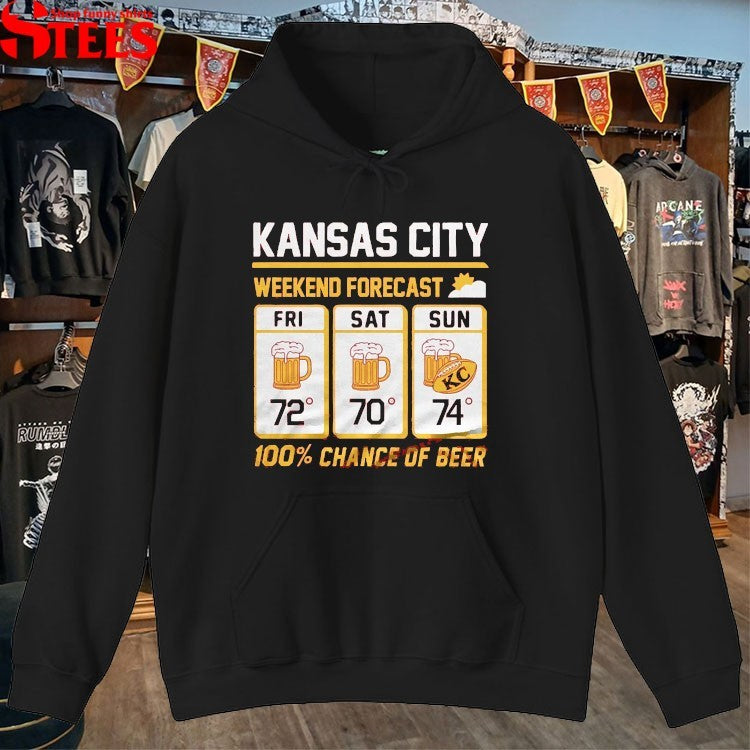 Kansas City Weekend Forecast 100% Chance Of Beer Beer T-shirts