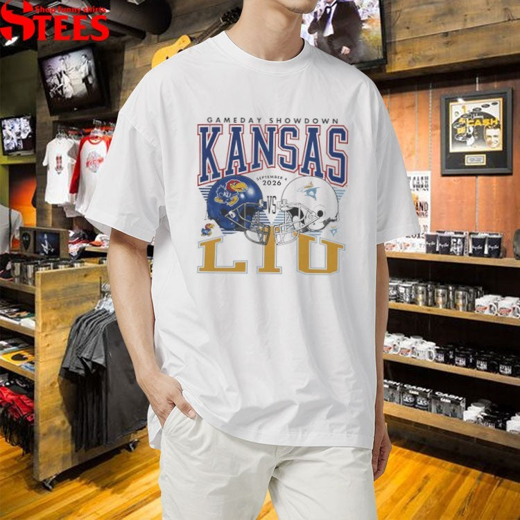 Kansas Jayhawks LIU Sharks September 4 Gameday Showdown 2026 T-Shirts
