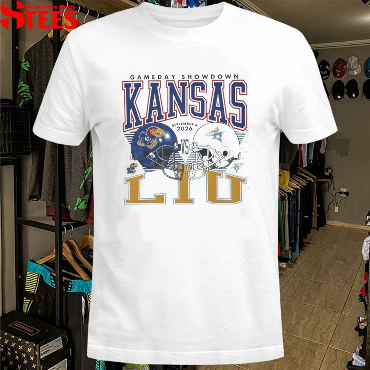 Kansas Jayhawks LIU Sharks September 4 Gameday Showdown 2026 T-Shirts