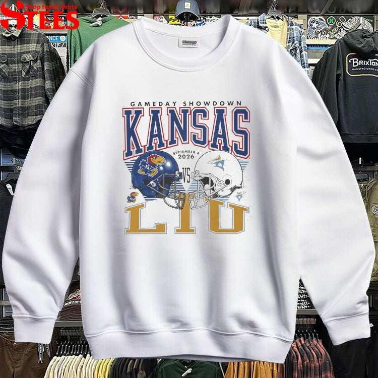 Kansas Jayhawks LIU Sharks September 4 Gameday Showdown 2026 T-Shirts
