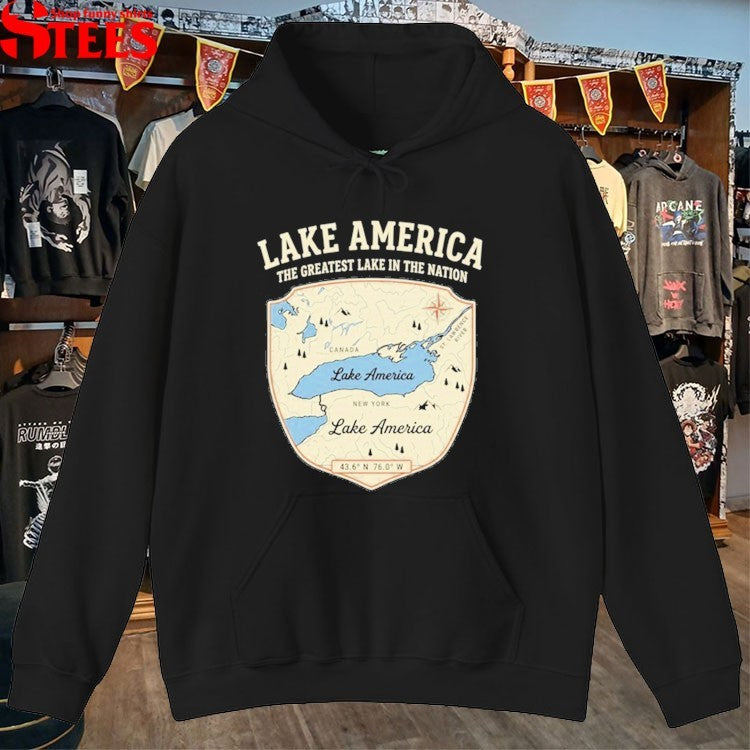 Lake America The Greatest Lake In The Nation Map T-shirts