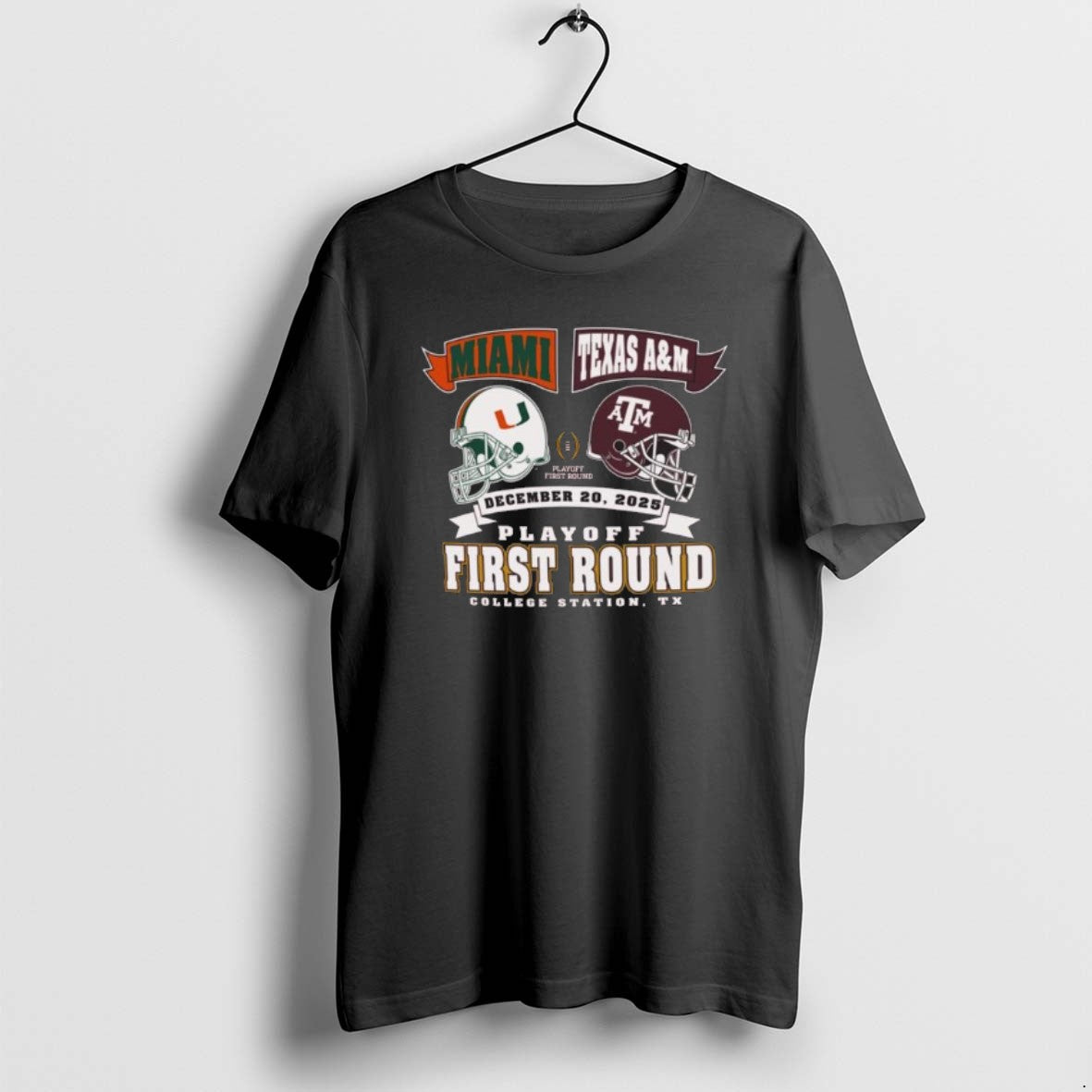 Official Miami Vs Texas Am Cfp Round 1 Head 2 Head Helmet Dec 20 2025 T-Shirts, Hoodie, Sweatshirt | CoreVibeTees.com